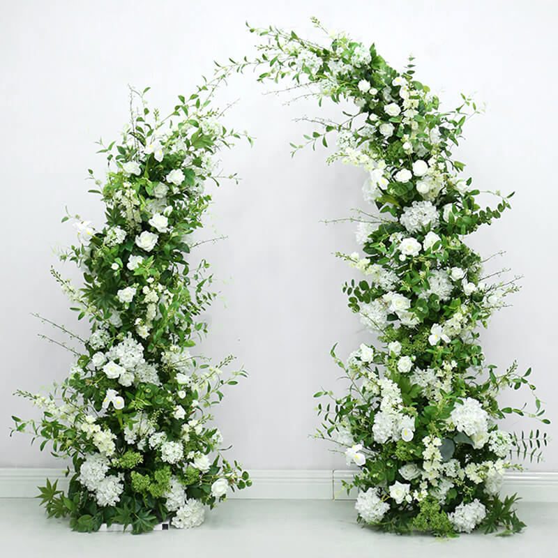 White and Green Spring wedding backdrop stand